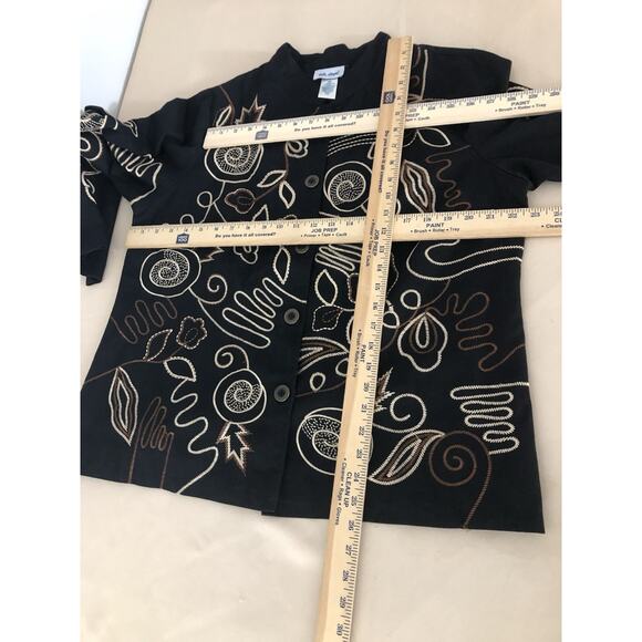 Vicki Wayne Women Plus Blazer 16W Embroidered Long Sleeve Clueless Preppy Black - Picture 8 of 9